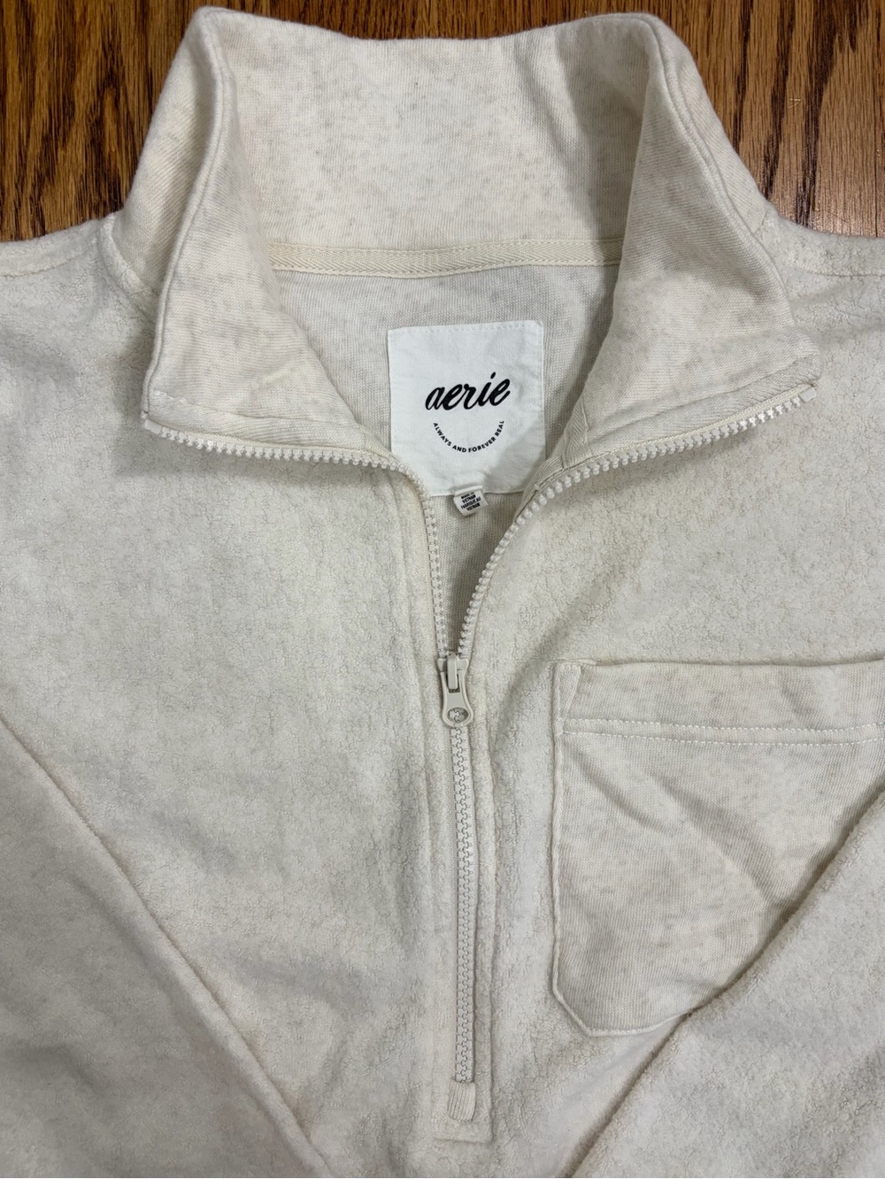 aerie So Soft Cream Half-Zip Fleece Pullover (XS) - Picture 4 of 10